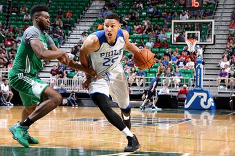 SALT LAKE CITY, UT - JULY 4: Ben Simmons #25 of Philadelphia 76ers drives to the basket during the game against the Boston Celtics during the 2016 NBA Utah Summer League on July 4, 2016 at Vivint Smart Home Arena in Salt Lake City, Utah. NOTE TO USER: Use