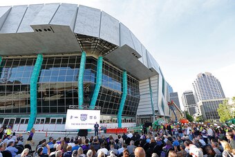 SACRAMENTO, CA - APRIL 26: Chris Granger of the Sacramento Kings speaks to the media at a press conference to introduce the Kings new logo on April 26, 2016 at the Golden 1 Center in Sacramento, California. NOTE TO USER: User expressly acknowledges and ag