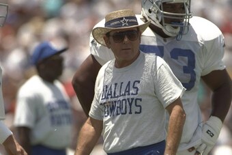 21 Jul 1995:  Dallas Cowboys offensive coordinator Ernie Zampese looks on during training camp in Austin, Texas. Mandatory Credit: Stephen Dunn  /Allsport