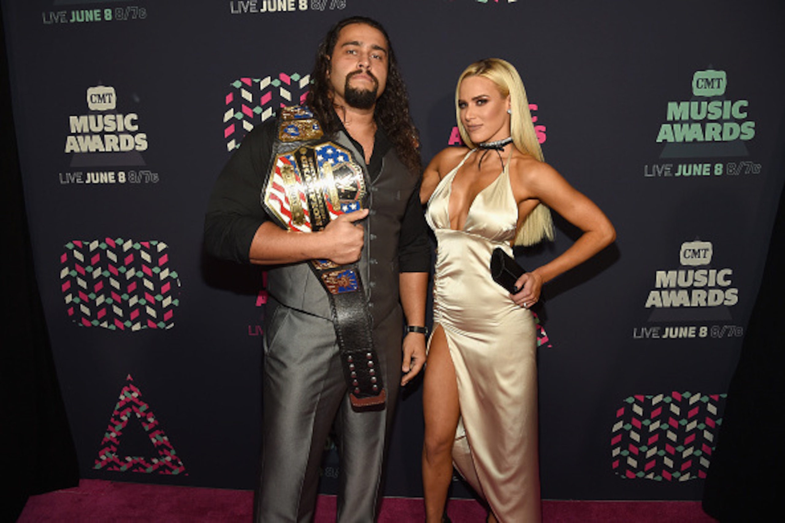 NASHVILLE, TN - JUNE 08:  WWE Superstar Rusev and WWE Superstar Lana attends the 2016 CMT Music awards at the Bridgestone Arena on June 8, 2016 in Nashville, Tennessee.  (Photo by Rick Diamond/Getty Images  for CMT)