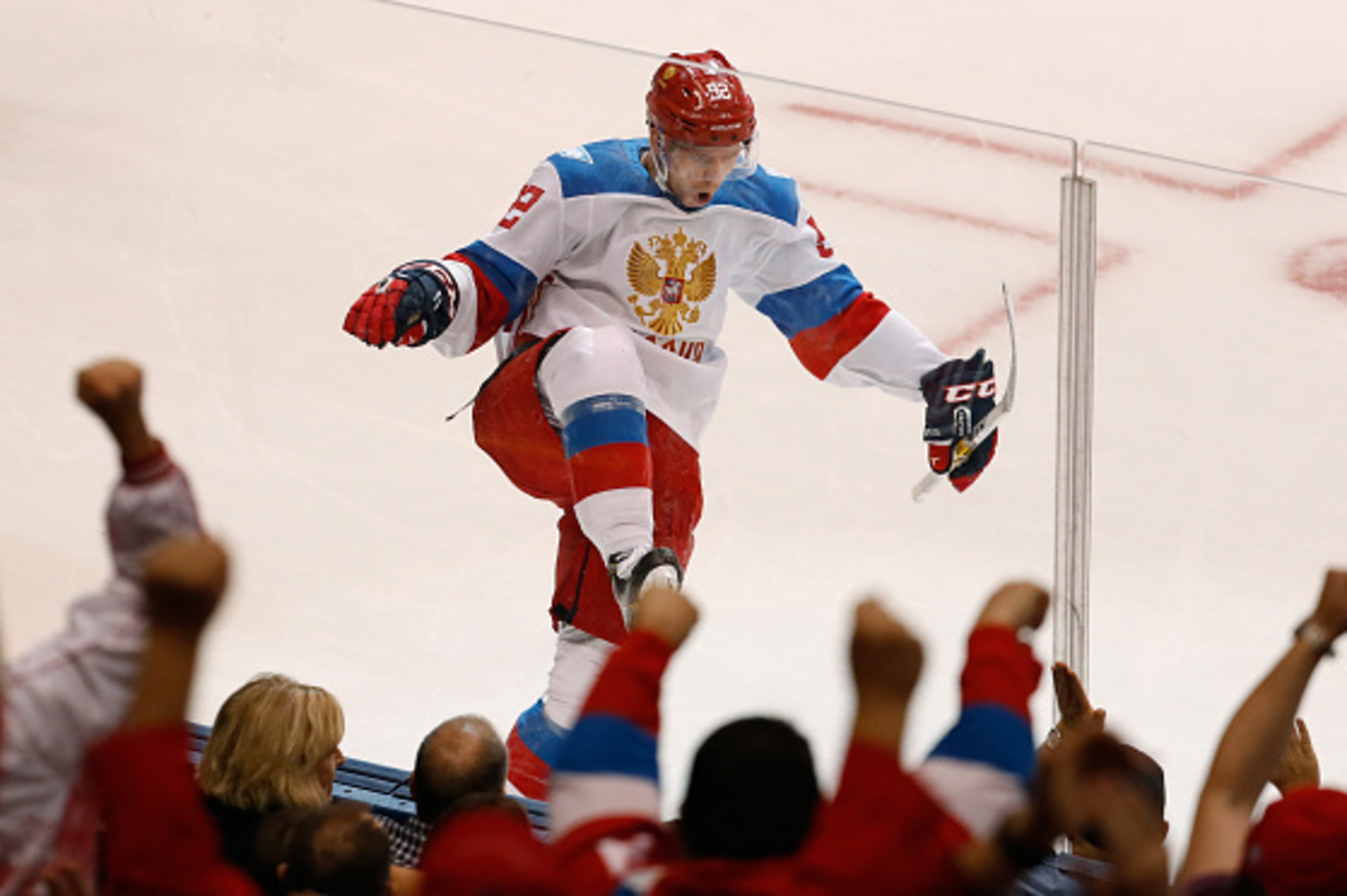 TORONTO, ON - SEPTEMBER 19: Evgeny Kuznetsov #92 of Team Russia celebrates a second period goal while playing Team North America during the World Cup of Hockey at the Air Canada Center on September 19, 2016 in Toronto, Canada.  (Photo by Gregory Shamus/Ge