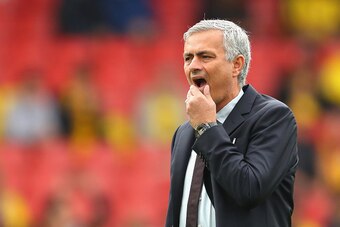 WATFORD, ENGLAND - SEPTEMBER 18:  Jose Mourinho, Manager of Manchester United takes a look aroiund the pitch prior to kick off  during the Premier League match between Watford and Manchester United at Vicarage Road on September 18, 2016 in Watford, Englan