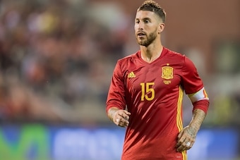 Sergio Ramos of Spain during the friendly match between Belgium and Spain on September 1, 2016 at the Koning Boudewijn stadium in Brussels, Belgium.(Photo by VI Images via Getty Images)