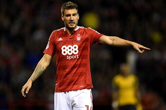 NOTTINGHAM, ENGLAND - SEPTEMBER 20:  Nicklas Bendtner of Nottingham Forest looks on during the EFL Cup Third Round match between Nottingham Forest and Arsenal at City Ground on September 20, 2016 in Nottingham, England.  (Photo by Shaun Botterill/Getty Im