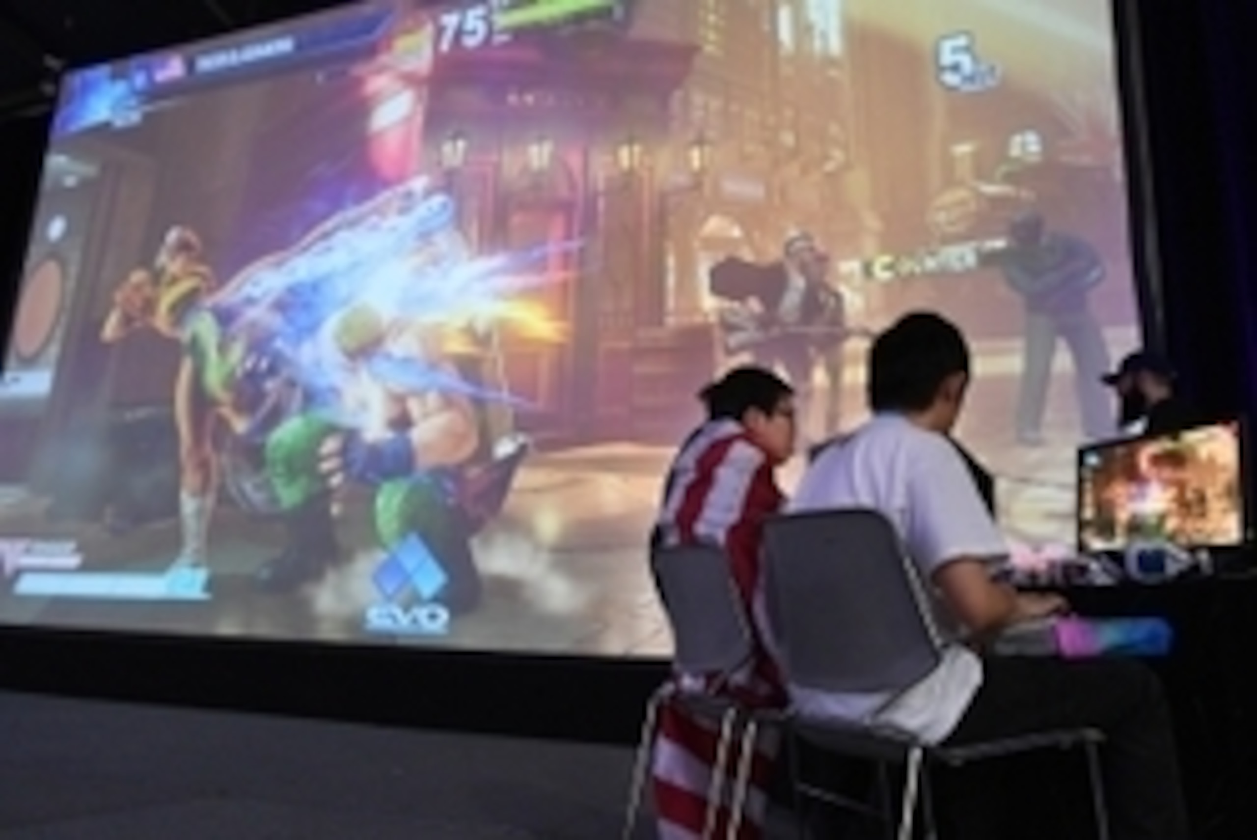 Jul 15, 2016; Las Vegas, NV, USA; Players vie for supremacy playing Street Fighter V during the first day of the EVO championship series at Las Vegas Convention Center. Mandatory Credit: Stephen R. Sylvanie-USA TODAY Sports