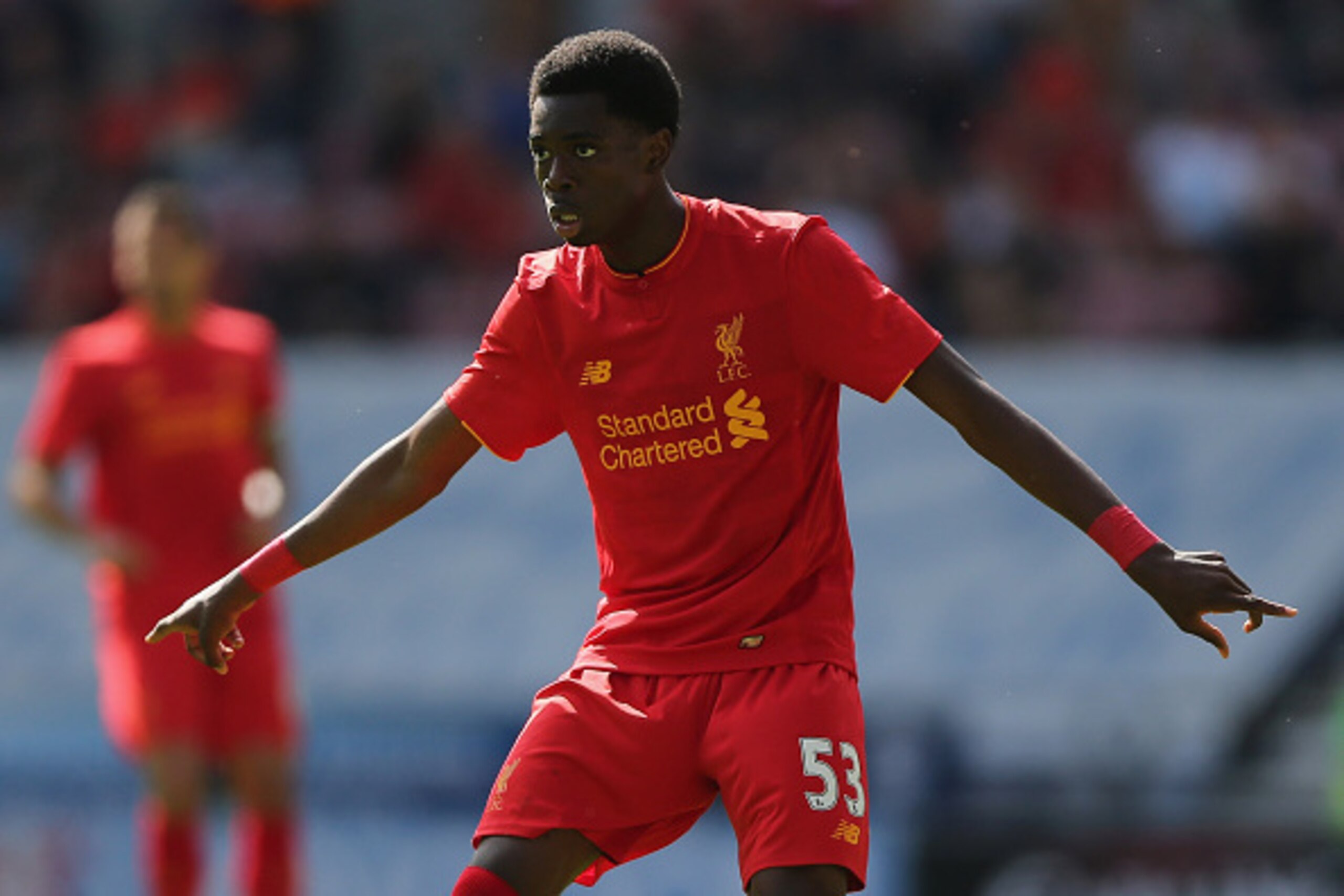WIGAN, ENGLAND - JULY 17: Ovie Ejaria of Liverpool during the Pre-Season Friendly match between Wigan Athletic and Liverpool at JJB Stadium on July 17, 2016 in Wigan, England.  (Photo by Nigel Roddis/Getty Images)