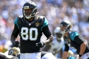 Sep 18, 2016; San Diego, CA, USA; Jacksonville Jaguars tight end Julius Thomas (80) in motion before the snap during the second quarter against the San Diego Chargers at Qualcomm Stadium. Mandatory Credit: Jake Roth-USA TODAY Sports