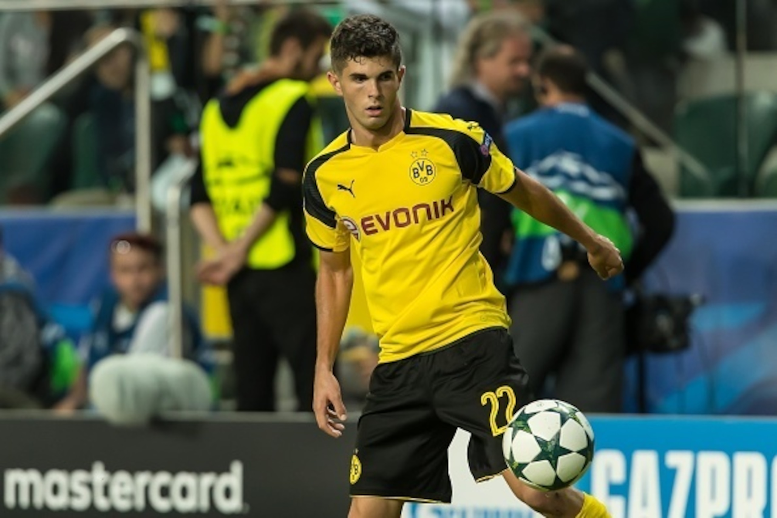 Warsaw, Poland 14.09.2016, UEFA Champions League - 2016/17 Season, Group F - Matchday 1,  Legia Warschau - BV Borussia Dortmund,  Christian Pulisic (BVB)  (Photo by TF-Images/Getty Images)