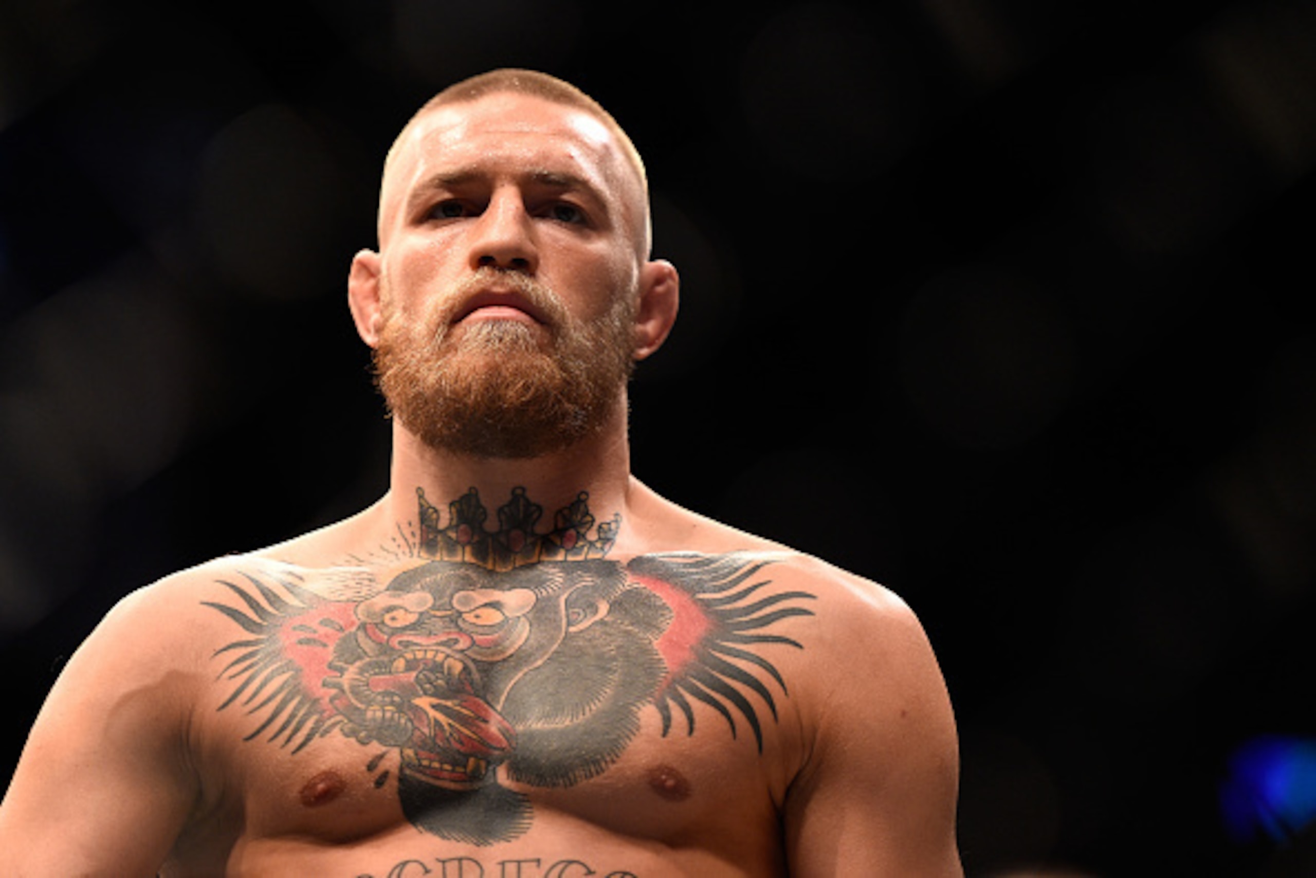 LAS VEGAS, NV - AUGUST 20:  Conor McGregor of Ireland stands in his corner before facing Nate Diaz in their welterweight bout during the UFC 202 event at T-Mobile Arena on August 20, 2016 in Las Vegas, Nevada. (Photo by Jeff Bottari/Zuffa LLC/Zuffa LLC vi