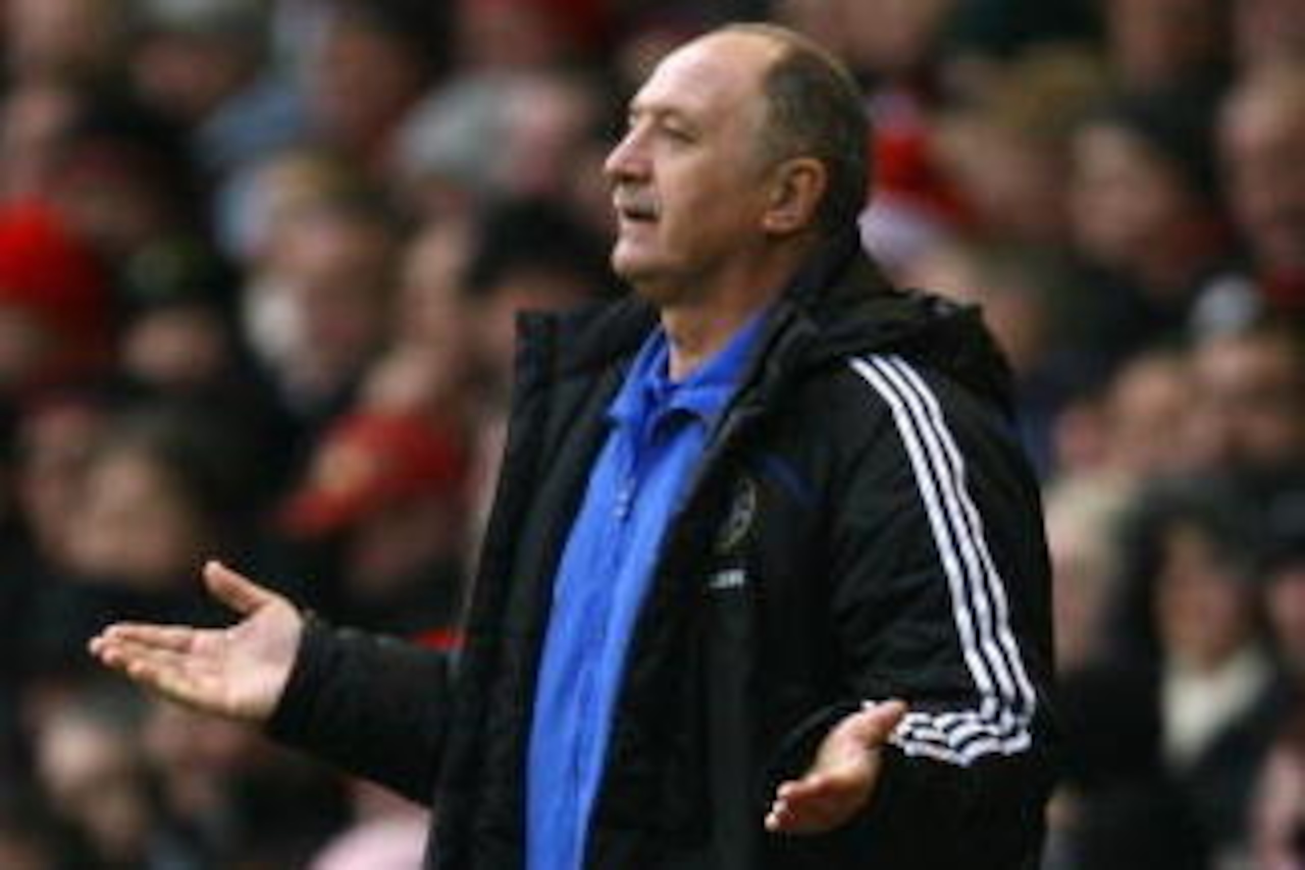LIVERPOOL, UNITED KINGDOM - FEBRUARY 01:  Chelsea Manager Luis Felipe Scolari gestures during the Barclays Premier League match between Liverpool and Chelsea at Anfield on February 1, 2009 in Liverpool, England. (Photo by Alex Livesey/Getty Images)