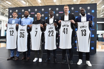 BROOKLYN, NY - July 20:  The Brooklyn Nets introduce Joe Harris, Trevor Booker, Jeremy Lin, Caris Levert, Justin Hamilton, and Anthony Bennett at the HSS Training Facility on July 20, 2016 in Brooklyn, New York. NOTE TO USER: User expressly acknowledges a