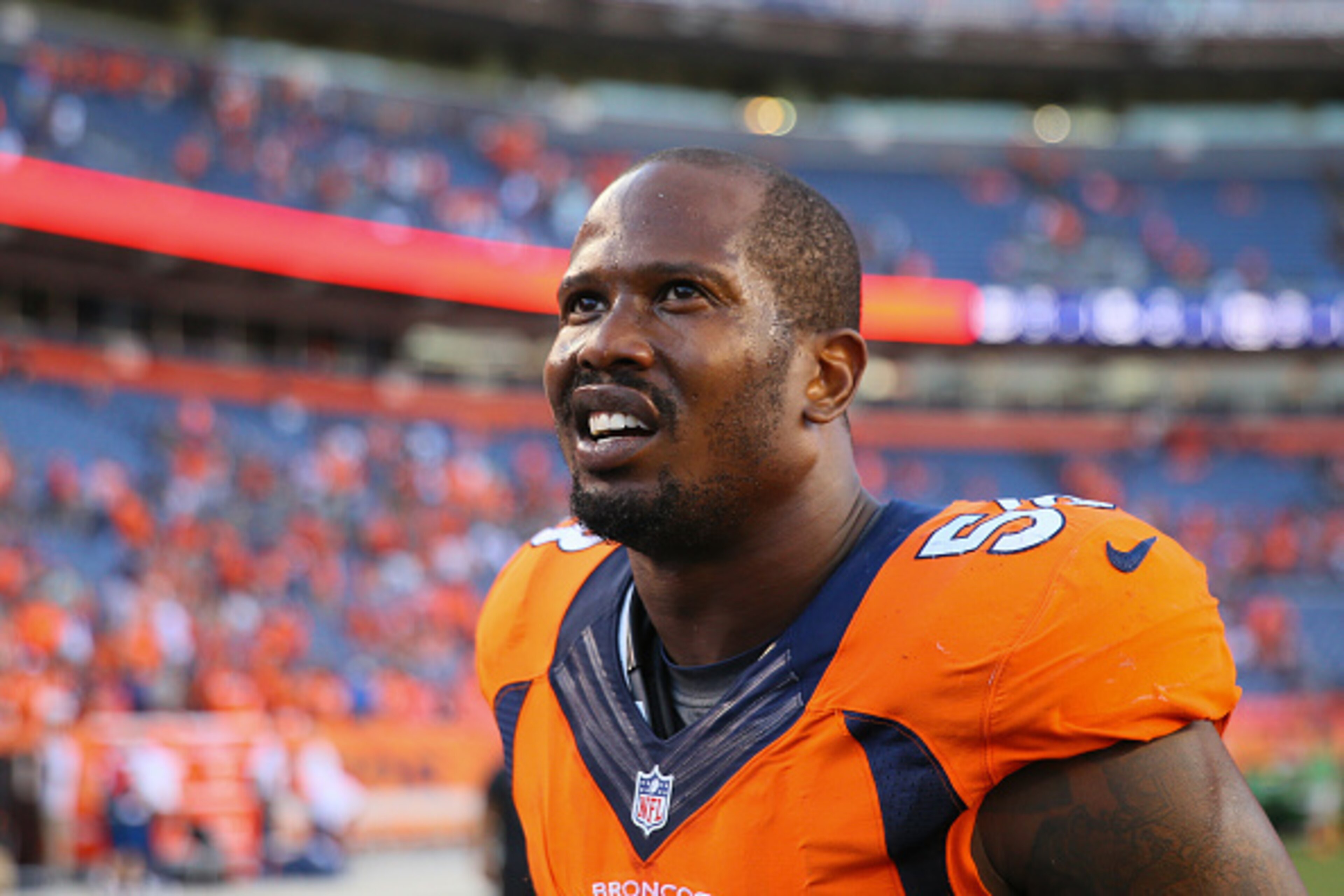 DENVER, CO - SEPTEMBER 18:  Outside Linebacker Von Miller #58 of the Denver Broncos after a game against the Indianapolis Colts at Sports Authority Field at Mile High on September 18, 2016 in Denver, Colorado. (Photo by Justin Edmonds/Getty Images)