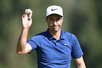 PASSAU, GERMANY - SEPTEMBER 24:  Ross Fisher of England reacts during the second round on day three of the Porsche European Open at Golf Resort Bad Griesbach on September 24, 2016 in Passau, Germany.  (Photo by Stuart Franklin/Getty Images)