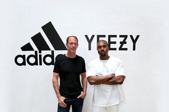 HOLLYWOOD, CA - JUNE 28:  (L-R) adidas CMO Eric Liedtke and Kanye West at Milk Studios on June 28, 2016 in Hollywood, California. adidas and Kanye West announce the future of their partnership: adidas + KANYE WEST.  (Photo by Jonathan Leibson/Getty Images