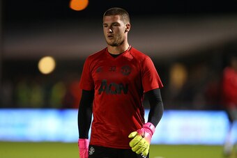 NORTHAMPTON, ENGLAND - SEPTEMBER 21: Sam Johnstone of Manchester United during the EFL Cup match between Northampton Town and Manchester United at Sixfields on September 21, 2016 in Northampton, England. (Photo by Catherine Ivill - AMA/Getty Images)