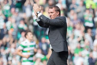 GLASGOW , SCOTLAND - SEPTEMBER 10: Brendan Rodgers Celtic's manager celebrates after the Ladbrokes Scottish Premiership match between Celtic and Rangers at Celtic Park on September 10, 2016 in Glasgow. (Photo by Steve  Welsh/Getty Images)