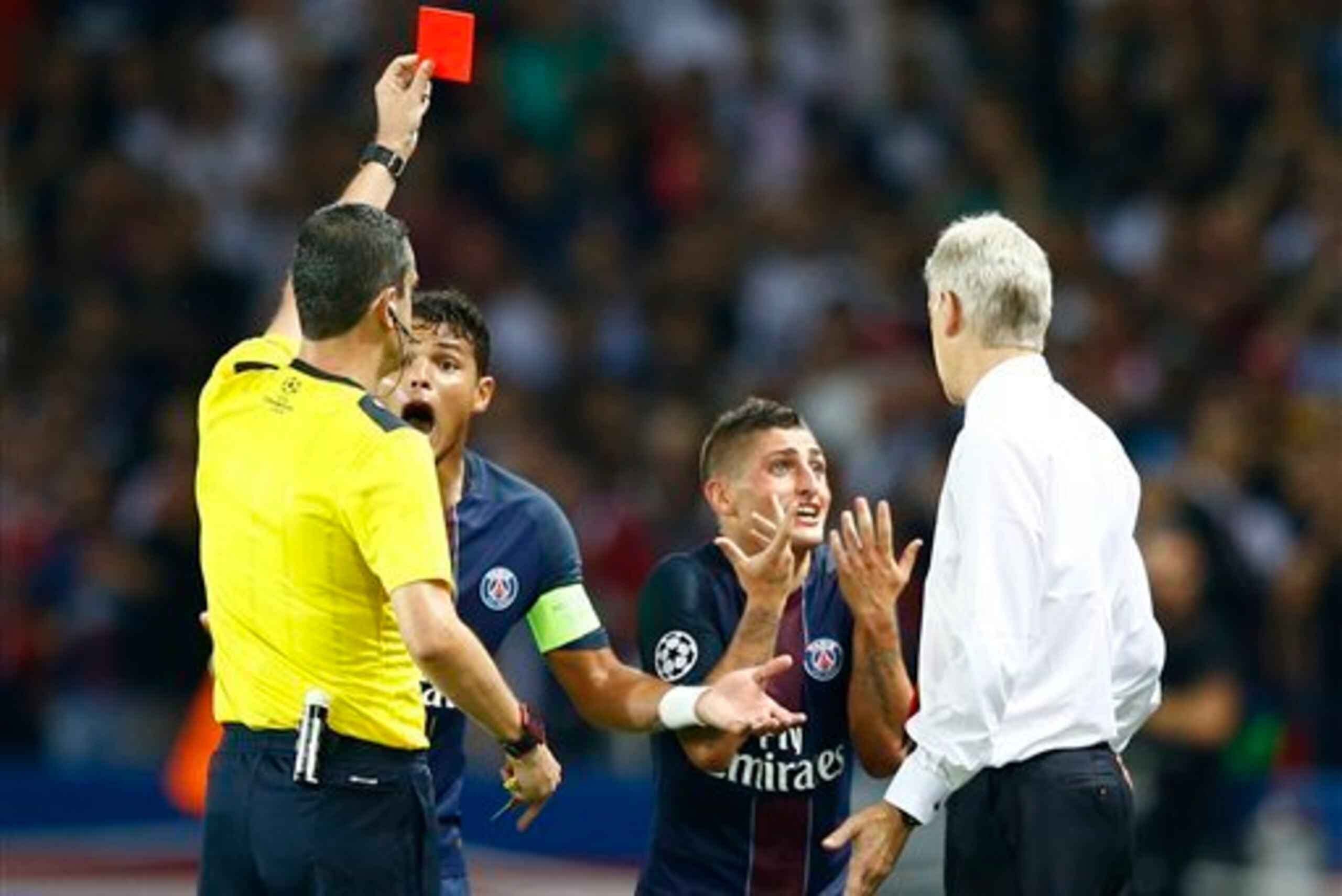 Verratti's red card against Arsenal was overturned.