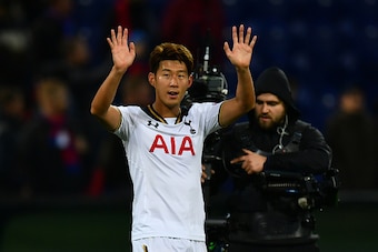 MOSCOW, RUSSIA - SEPTEMBER 27:  Heung-Min Son of Tottenham Hotspur celebrates victory after the UEFA Champions League Group E match between PFC CSKA Moskva and Tottenham Hotspur FC at Stadion CSKA Moskva on September 27, 2016 in Moscow, Russia.  (Photo by