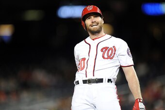 WASHINGTON, DC - SEPTEMBER 12:  Daniel Murphy #20 of the Washington Nationals reacts to a called strike during the game against the New York Mets at Nationals Park on September 12, 2016 in Washington, DC. (Photo by G Fiume/Getty Images)
