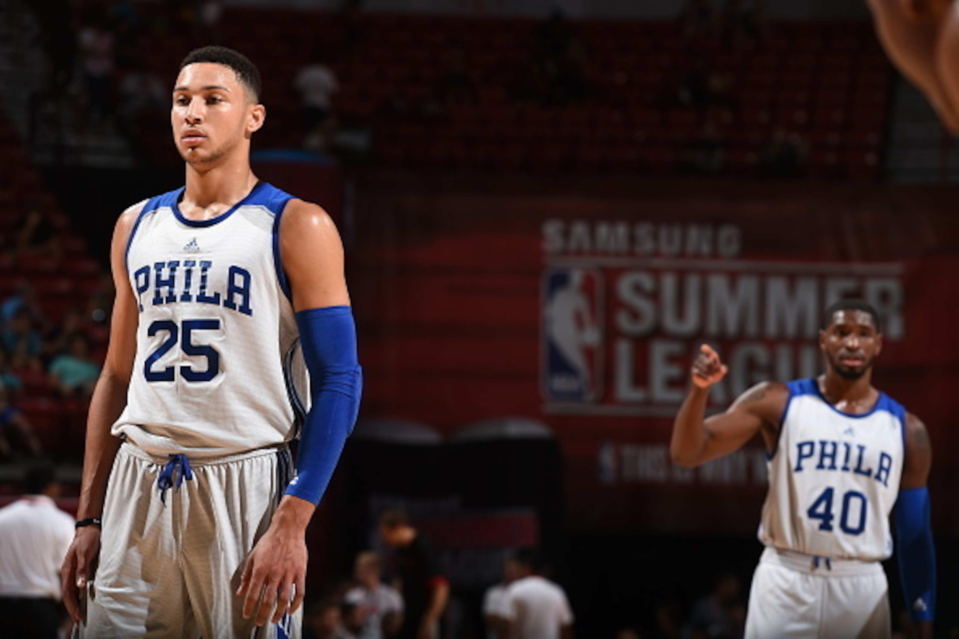 LAS VEGAS, NV - JULY 10: Ben Simmons #25 of Philadelphia 76ers is seen against the Chicago Bulls during 2016 Summer League on July 10, 2016 at the Thomas & Mack Center in Las Vegas, Nevada. NOTE TO USER: User expressly acknowledges and agrees that, by dow