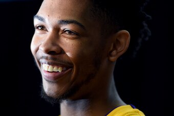 EL SEGUNDO, CA - SEPTEMBER 26:  Brandon Ingram #14 of the Los Angeles Lakers smiles during an interview during Los Angeles Laker media day at Toyota Sports Center on September 26, 2016 in El Segundo, California.  (Photo by Harry How/Getty Images)