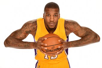 EL SEGUNDO, CA - SEPTEMBER 26:  Thomas Robinson #15 of the Los Angeles Lakers poses for a portrait during the 2016-2017 Los Angeles Lakers Media Day at Toyota Sports Center on September 26, 2016 in El Segundo, California.  NOTE TO USER: User expressly ack