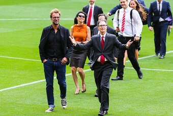 LIVERPOOL, ENGLAND - SEPTEMBER 09: Liverpool's manager Jurgen Klopp and club owner John W Henry during the opening of  the new stand and facilities  at Anfield on September 9, 2016 in Liverpool, England. (Photo by Barrington Coombs/Getty Images)