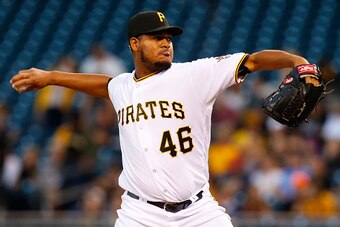 PITTSBURGH, PA - SEPTEMBER 24:  Ivan Nova #46 of the Pittsburgh Pirates pitches in the first inning during the game against the Washington Nationals at PNC Park on September 24, 2016 in Pittsburgh, Pennsylvania.  (Photo by Justin K. Aller/Getty Images)