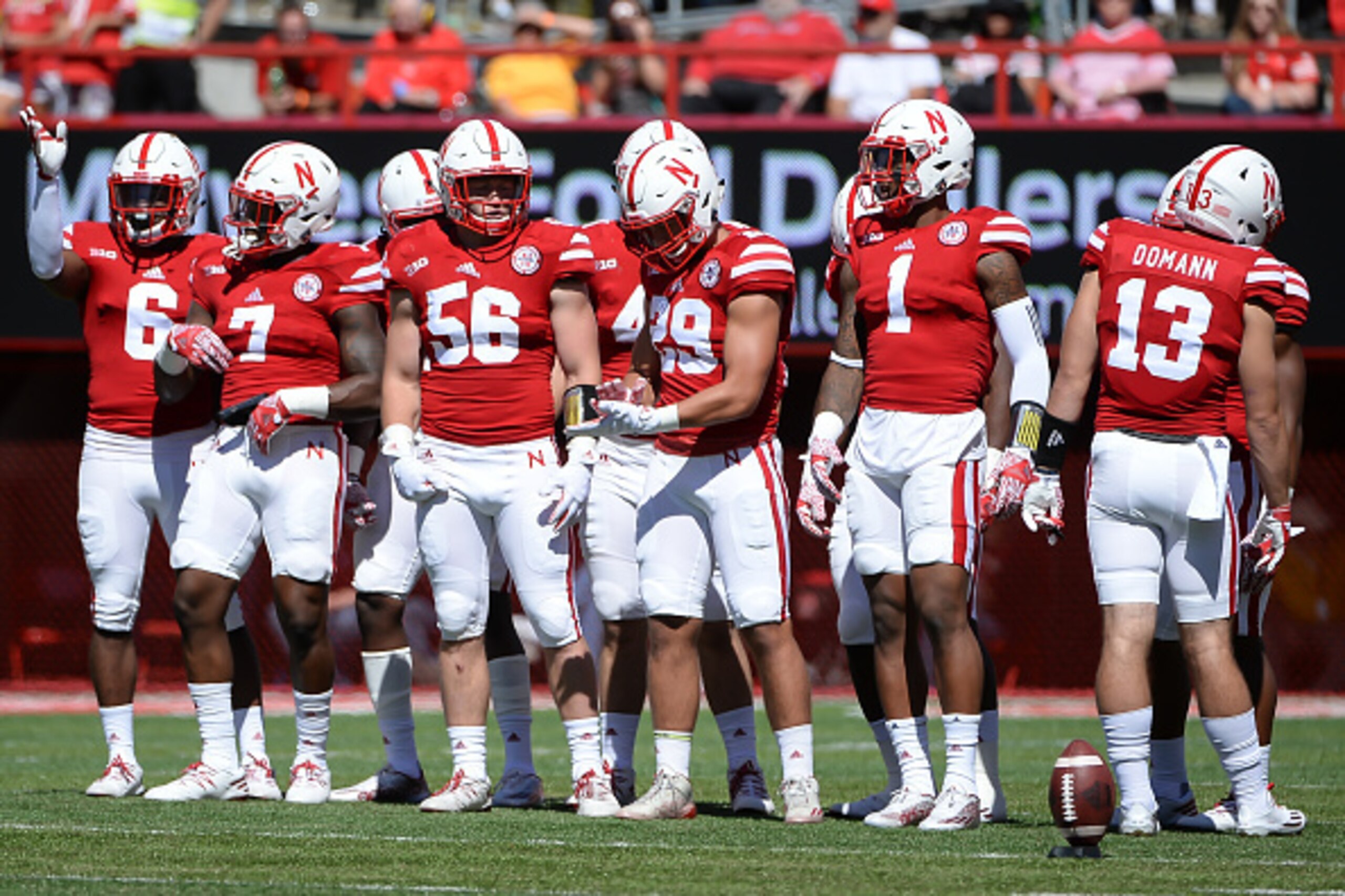 LINCOLN, NE - SEPTEMBER 10: The kickoff the of the Nebraska Cornhuskers lines up against the Wyoming Cowboys at Memorial Stadium on September 10, 2016 in Lincoln, Nebraska. (Photo by Steven Branscombe/Getty Images) LINCOLN, NE - SEPTEMBER 10: The kickoff the of the Nebraska Cornhuskers lines up against the Wyoming Cowboys at Memorial Stadium on September 10, 2016 in Lincoln, Nebraska. (Photo by Steven Branscombe/Getty Images)