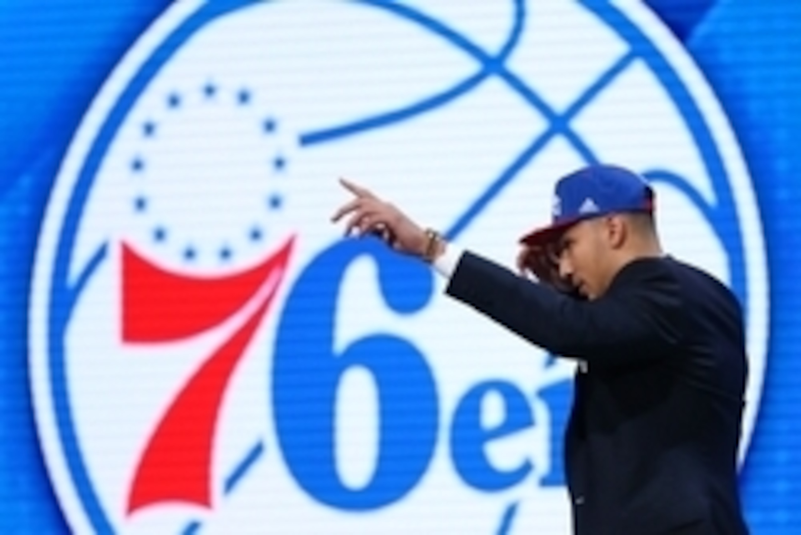 Jun 23, 2016; New York, NY, USA; Ben Simmons (LSU) reacts as he walks off stage after being selected as the number one overall pick to the Philadelphia 76ers in the first round of the 2016 NBA Draft at Barclays Center. Mandatory Credit: Jerry Lai-USA TODA