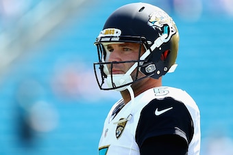 JACKSONVILLE, FL - SEPTEMBER 25:  Blake Bortles #5 of the Jacksonville Jaguars looks on before the gamea Baltimore Ravens  at EverBank Field on September 25, 2016 in Jacksonville, Florida.  (Photo by Maddie Meyer/Getty Images)