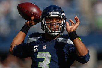 SEATTLE, WA - SEPTEMBER 25:  Quarterback Russell Wilson #3 of the Seattle Seahawks warms up prior to the game against the San Francisco 49ers at CenturyLink Field on September 25, 2016 in Seattle, Washington.  (Photo by Otto Greule Jr/Getty Images)