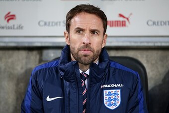 THUN, SWITZERLAND - MARCH 26: Gareth Southgate manager of England U21 looks on prior to the European Under 21 Qualifier match between Switzerland U21 and England U21 at Stockhorn Arena on March 26, 2016 in Thun, Switzerland. (Photo by Philipp Schmidli/Get