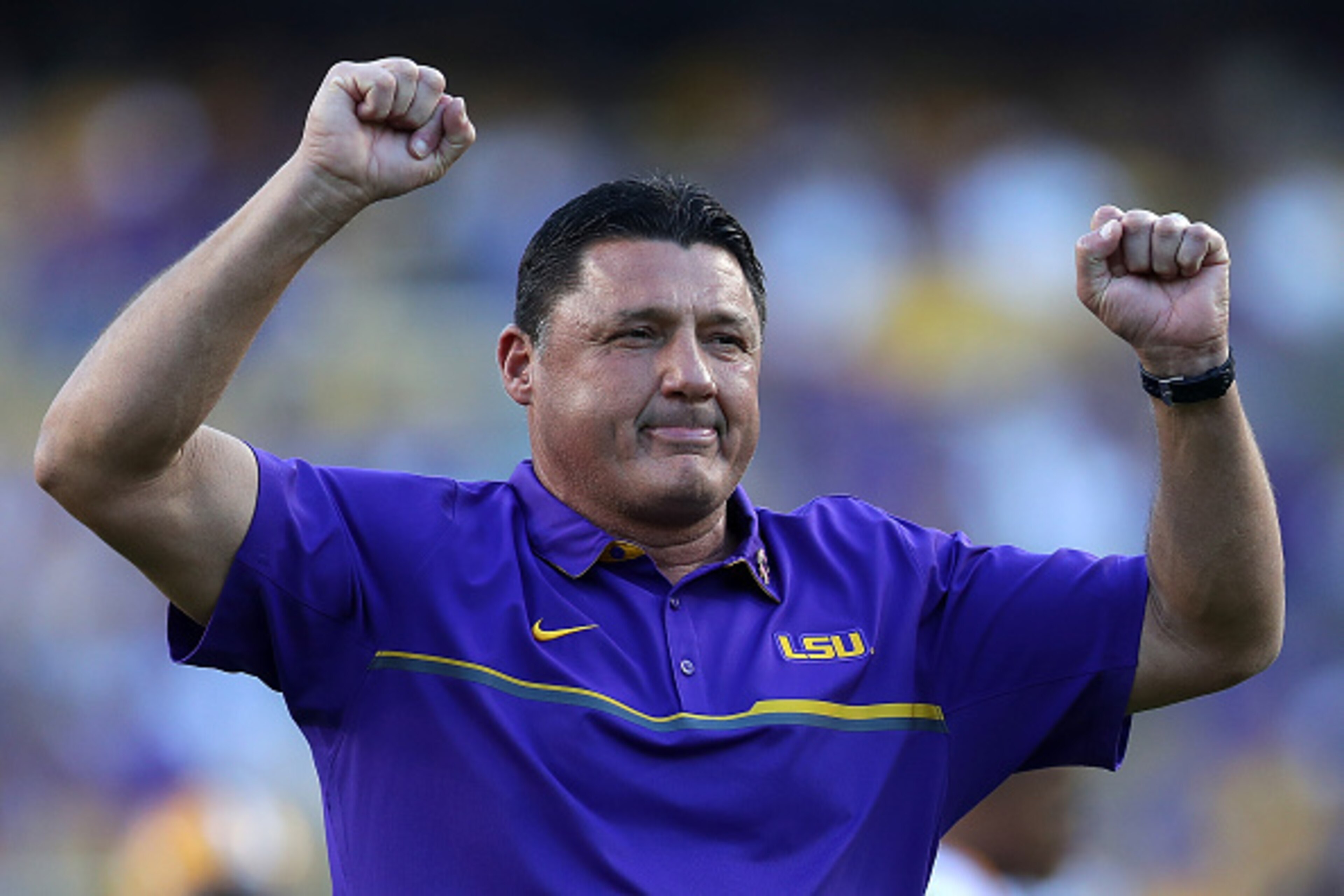 BATON ROUGE, LA - OCTOBER 01:  New head coach Ed Orgeron of the LSU Tigers stands on the field before playing the Missouri Tigers at Tiger Stadium on October 1, 2016 in Baton Rouge, Louisiana.  (Photo by Chris Graythen/Getty Images)