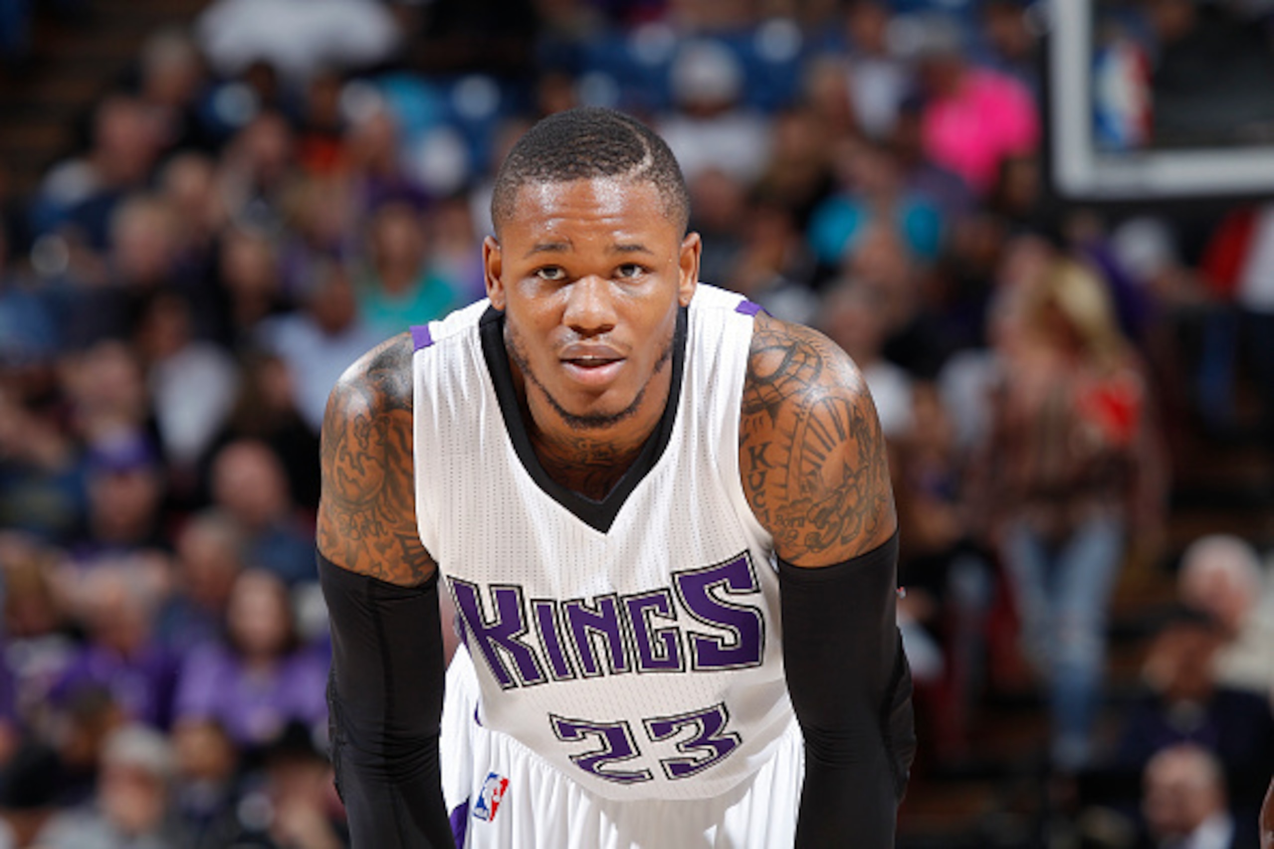 SACRAMENTO, CA - APRIL 5: Ben McLemore #23 of the Sacramento Kings looks on during the game against the Portland Trail Blazers on April 5, 2016 at Sleep Train Arena in Sacramento, California. NOTE TO USER: User expressly acknowledges and agrees that, by d