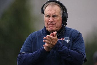 FOXBORO, MA - OCTOBER 02: Bill Belichick of the New England Patriots reacts during during the second half against a game with the Buffalo Bills at Gillette Stadium on October 2, 2016 in Foxboro, Massachusetts. (Photo by Jim Rogash/Getty Images)