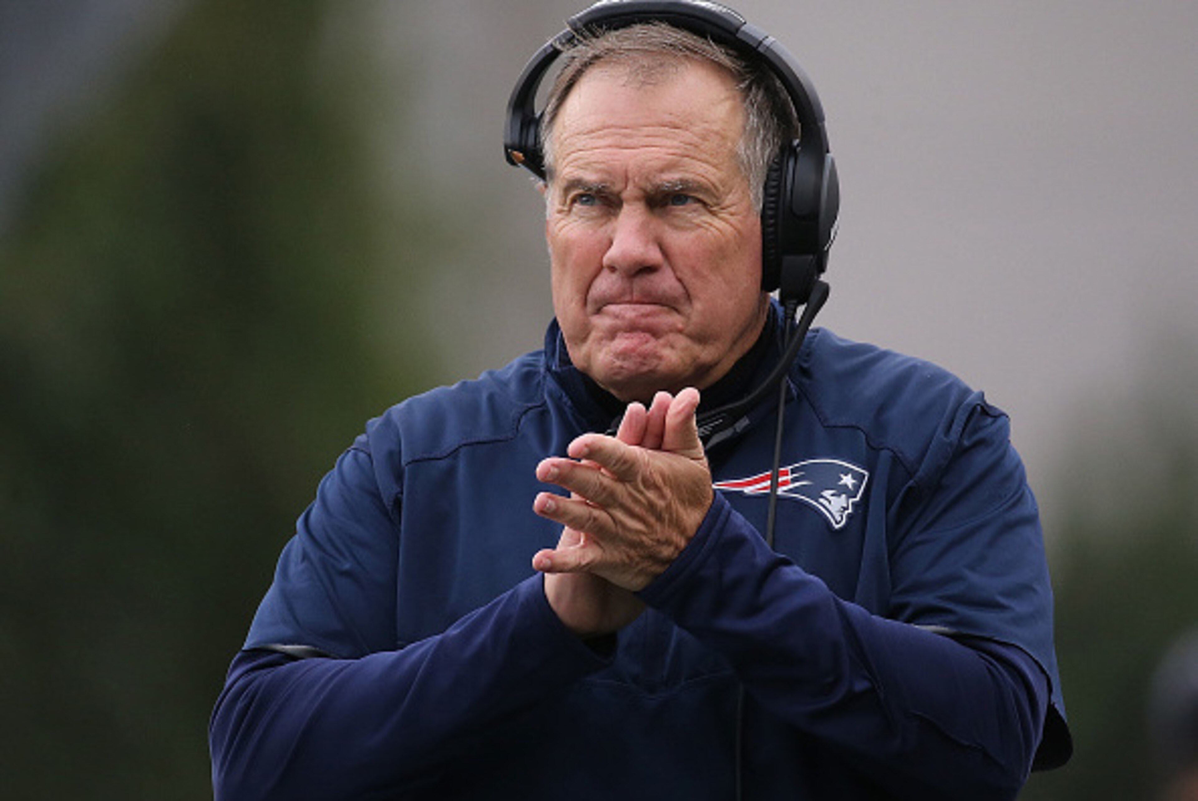 FOXBORO, MA - OCTOBER 02: Bill Belichick of the New England Patriots reacts during during the second half against a game with the Buffalo Bills at Gillette Stadium on October 2, 2016 in Foxboro, Massachusetts. (Photo by Jim Rogash/Getty Images)