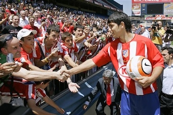 Aguero meets the Atletico fans