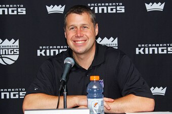 SACRAMENTO, CA - MAY 10:  Sacramento Kings new Head Coach Dave Joerger speaks to the media at a press conference on May 10, 2016 at the Kings Experience Center in Sacramento, California. NOTE TO USER: User expressly acknowledges and agrees that, by downlo