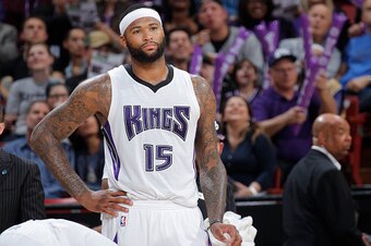 SACRAMENTO, CA - MARCH 16: DeMarcus Cousins #15 of the Sacramento Kings looks on during the game against the New Orleans Pelicans on March 16, 2016 at Sleep Train Arena in Sacramento, California. NOTE TO USER: User expressly acknowledges and agrees that, 