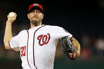 WASHINGTON, DC - SEPTEMBER 27: Max Scherzer #31 of the Washington Nationals pitches in the first inning against the Arizona Diamondbacks at Nationals Park on September 27, 2016 in Washington, DC. (Photo by Matt Hazlett/Getty Images)