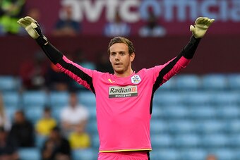 BIRMINGHAM, ENGLAND - AUGUST 16:  Danny Ward of Huddersfield in action during the Sky Bet Championship match between Aston Villa and Huddersfield Town at Villa Park on August 16, 2016 in Birmingham, England.  (Photo by Stu Forster/Getty Images)