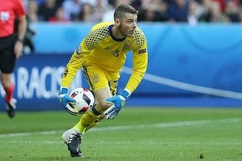 goalkeeper David De Gea of Spain during the UEFA Euro 2016 round of 16 match between Italy and Spain on June 27, 2016 at the Stade de France in Paris, France.(Photo by VI Images via Getty Images)