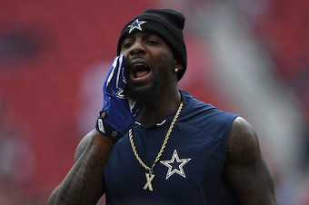 SANTA CLARA, CA - OCTOBER 02:   Dez Bryant #88 of the Dallas Cowboys is seen on the field during warmups prior to the game against the San Francisco 49ers at Levi's Stadium on October 2, 2016 in Santa Clara, California.  Bryant was ruled out for the game 