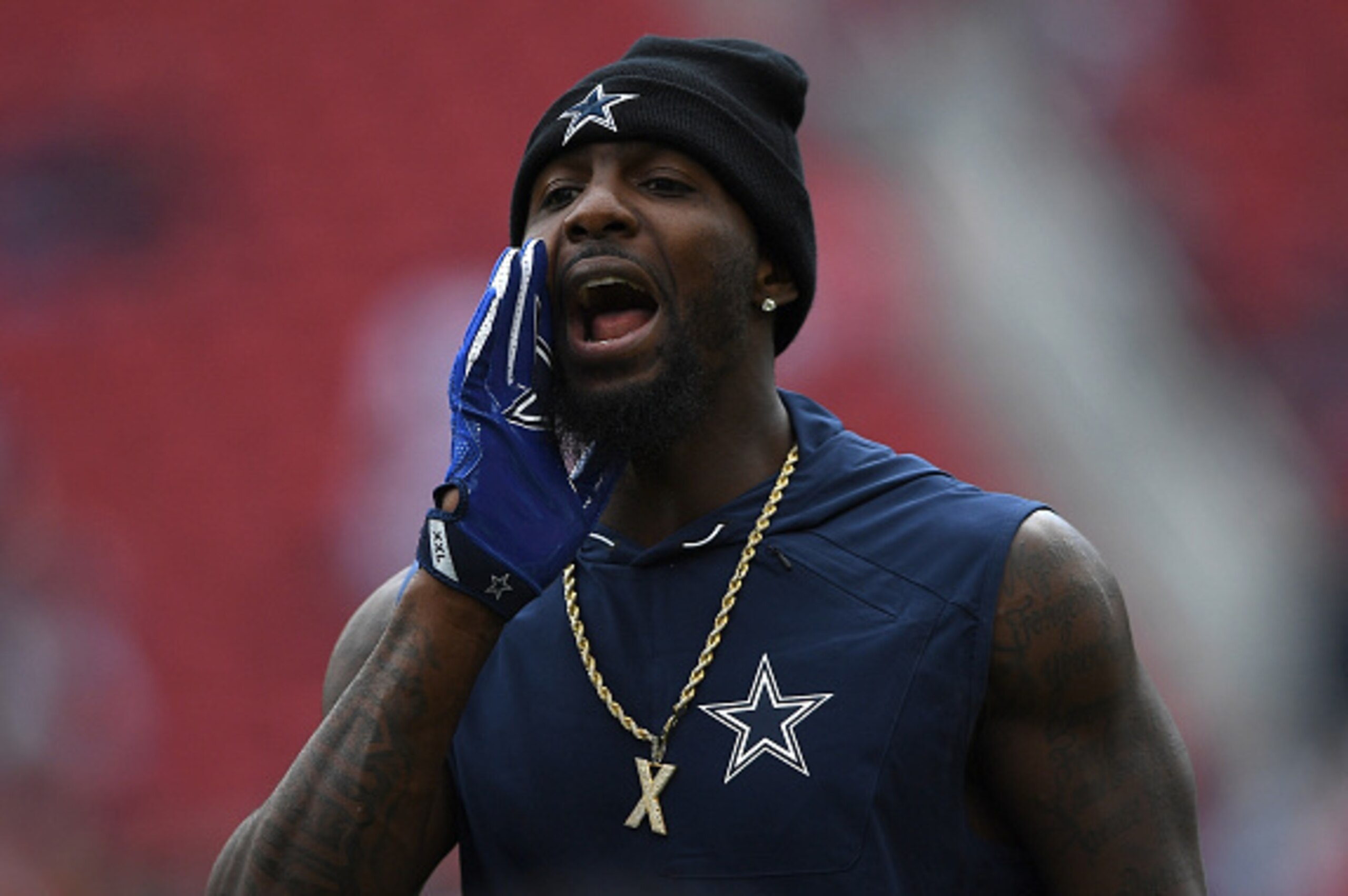 SANTA CLARA, CA - OCTOBER 02:   Dez Bryant #88 of the Dallas Cowboys is seen on the field during warmups prior to the game against the San Francisco 49ers at Levi's Stadium on October 2, 2016 in Santa Clara, California.  Bryant was ruled out for the game 