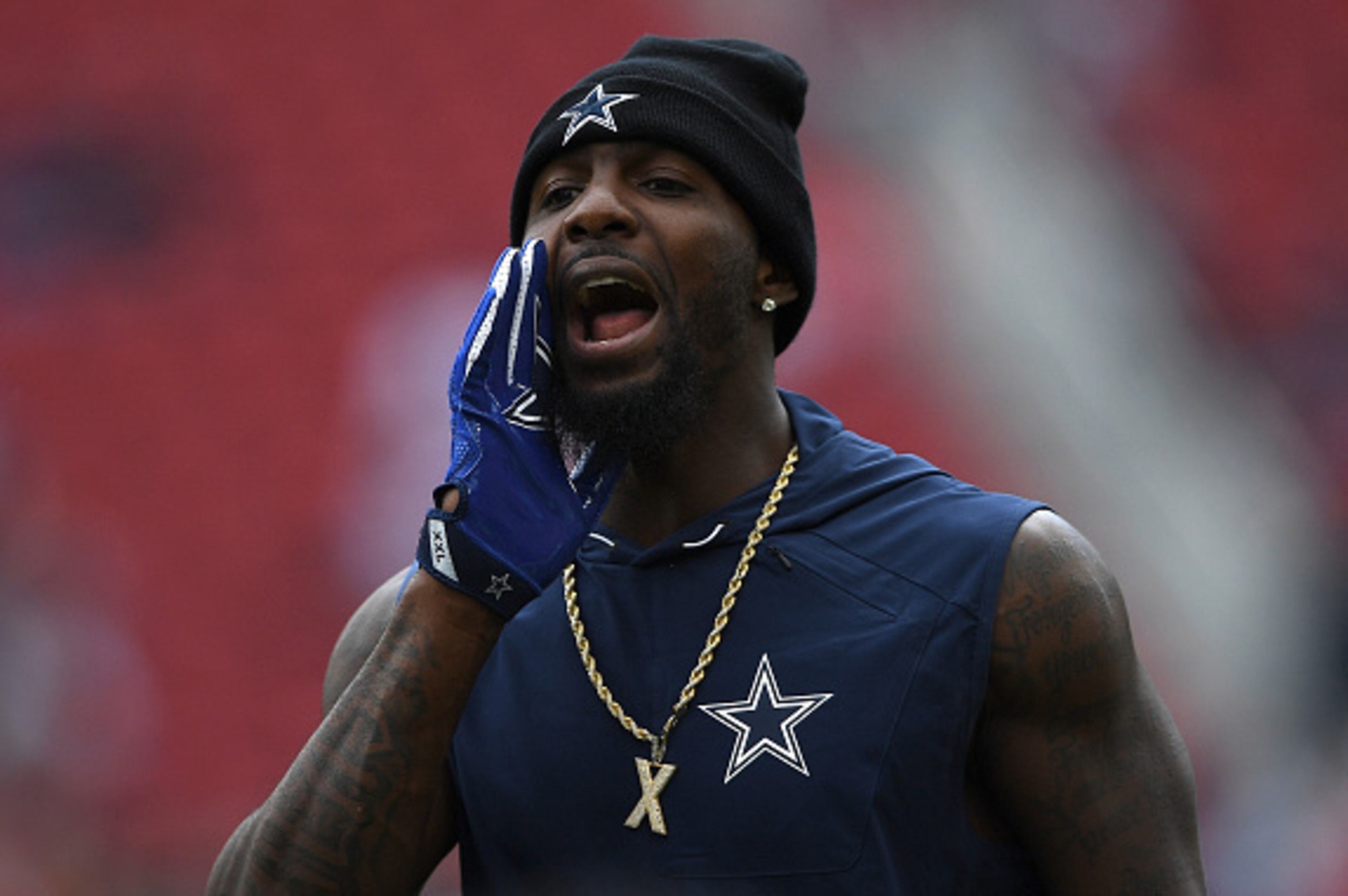 SANTA CLARA, CA - OCTOBER 02:   Dez Bryant #88 of the Dallas Cowboys is seen on the field during warmups prior to the game against the San Francisco 49ers at Levi's Stadium on October 2, 2016 in Santa Clara, California.  Bryant was ruled out for the game 