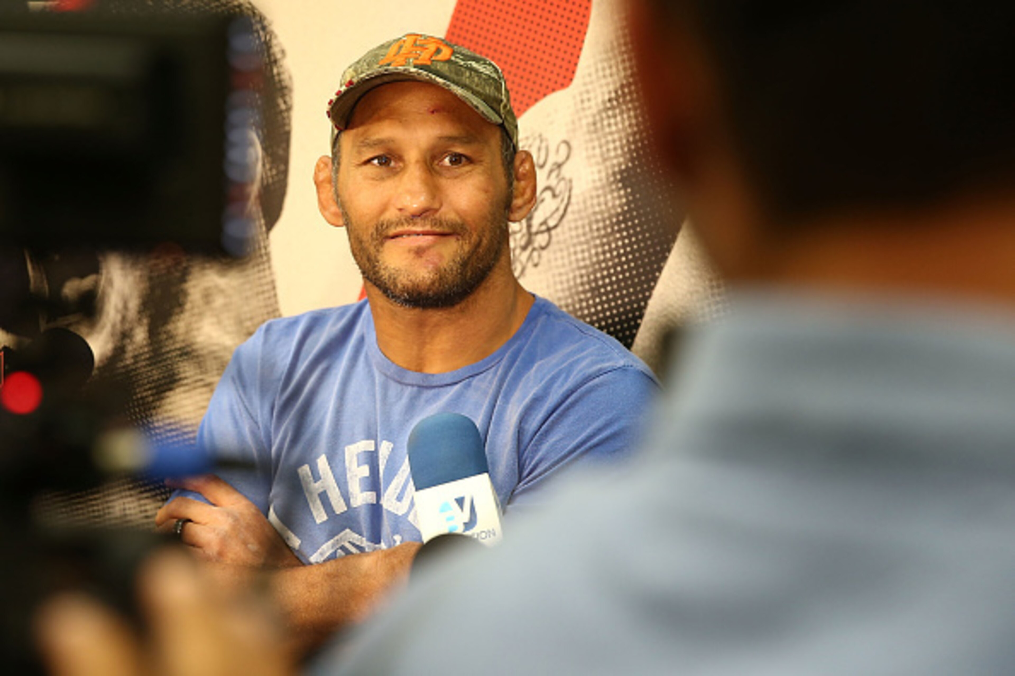 TORRANCE, CA - SEPTEMBER 22: Fighter Dan Henderson speaks to the press at a media workout at UFC Gym on September 22, 2016 in Torrance, California. (Photo by Joe Scarnici/Getty Images)