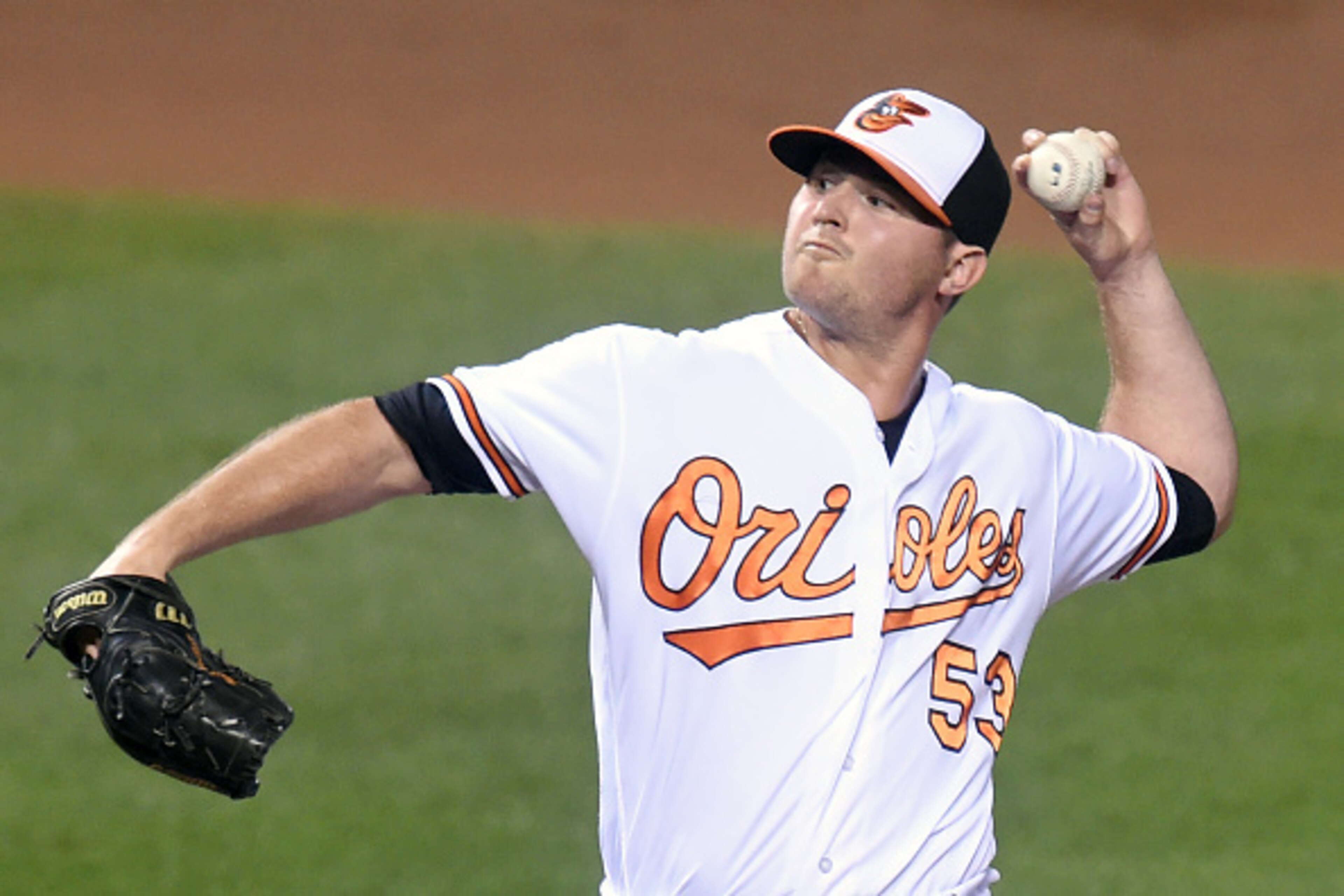 BALTIMORE, MD - AUGUST 30:  Zach Britton #53 of the Baltimore Orioles pitches in the ninth inning for his 39th save during a baseball game against the Toronto Blue Jays at Oriole Park at Camden Yards on August 30, 2016 in Baltimore, Maryland.  The Orioles