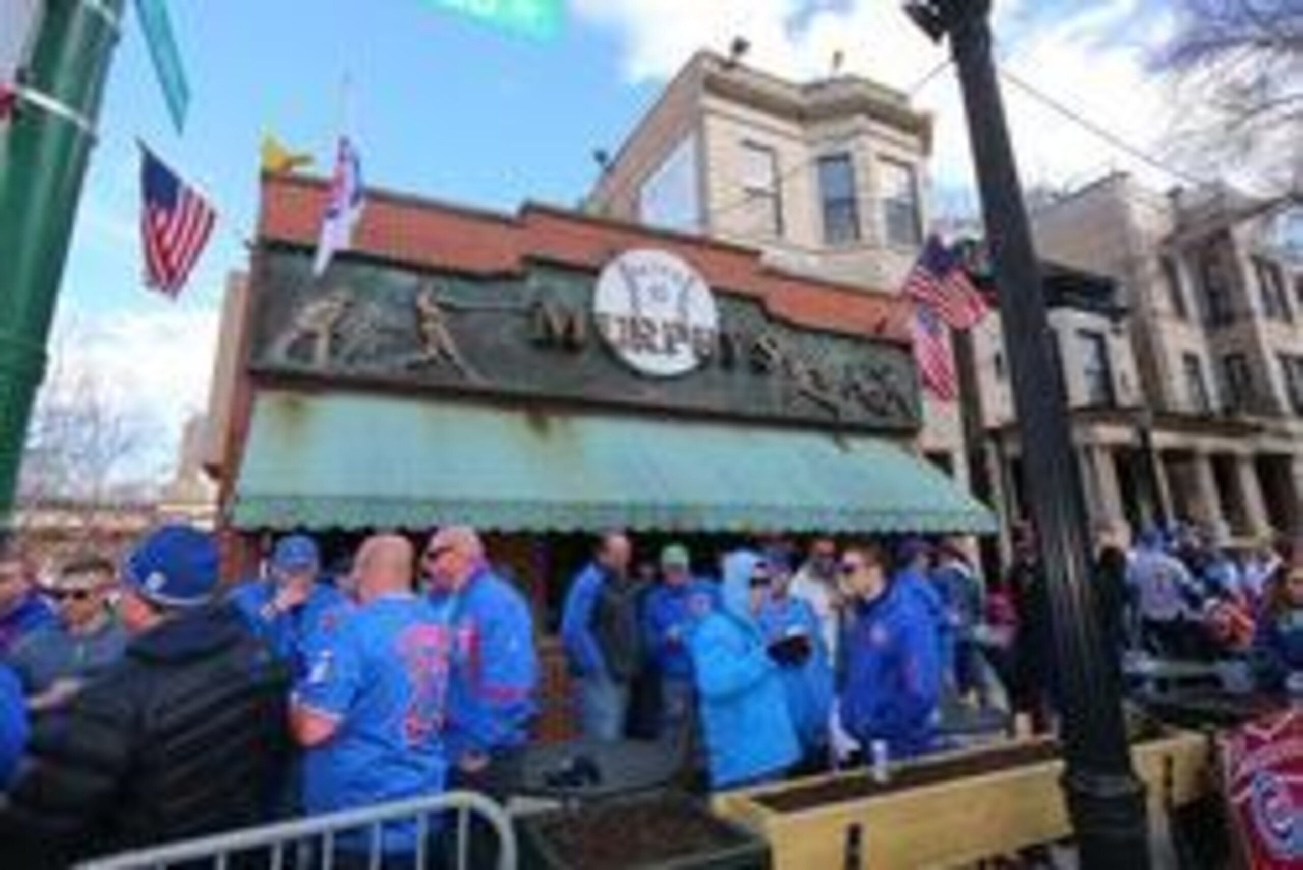 Apr 11, 2016; Chicago, IL, USA; A general shot of fans at a bar outside Wrigley Field before a game between the Chicago Cubs and the Cincinnati Reds. Mandatory Credit: Dennis Wierzbicki-USA TODAY Sports