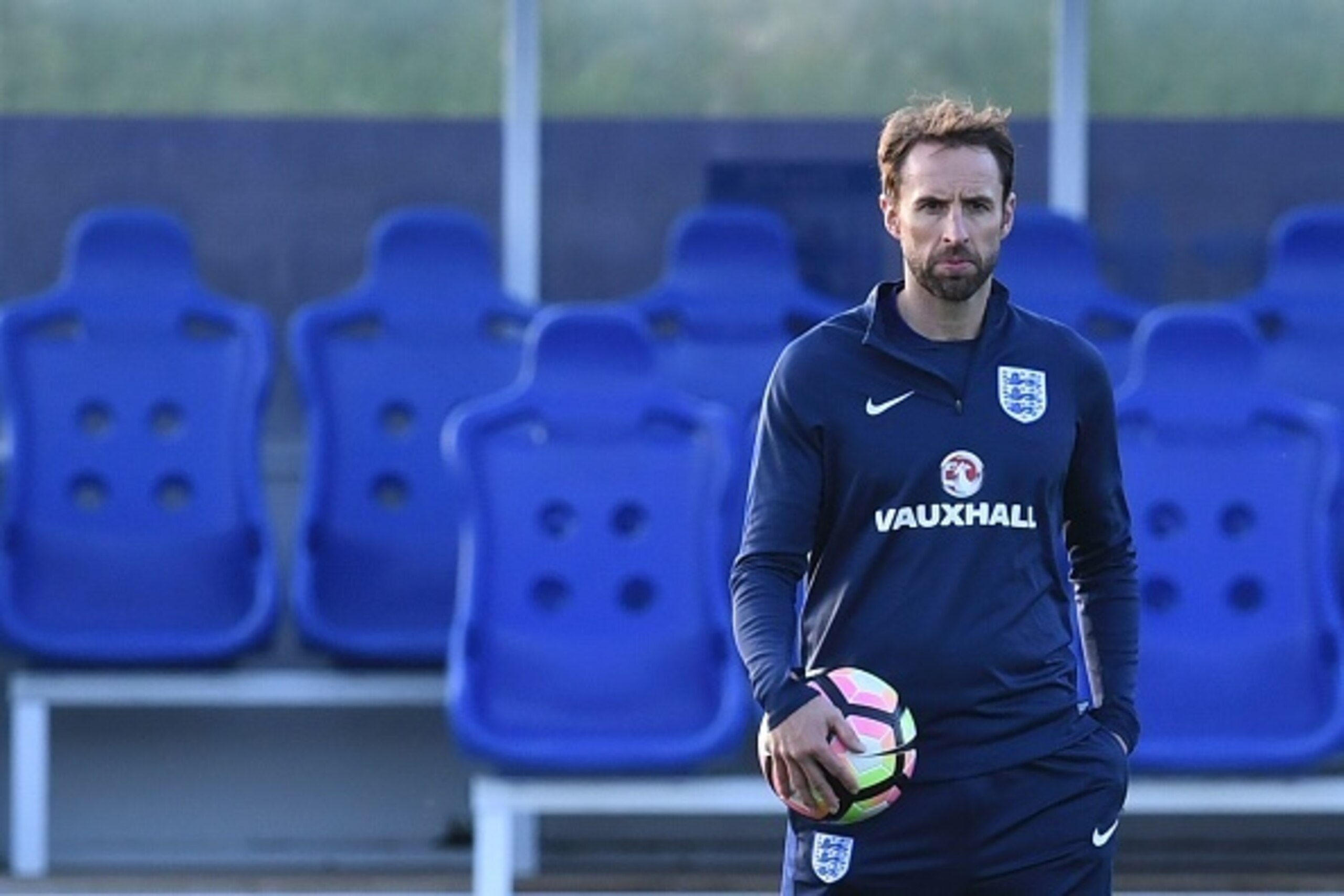 England's caretaker manager Gareth Southgate leads a training session at England's training facility at St George's Park in Burton-upon-Trent, in central England on October 4, 2016, ahead of England's 2018 World Cup qualifying football match against Malta